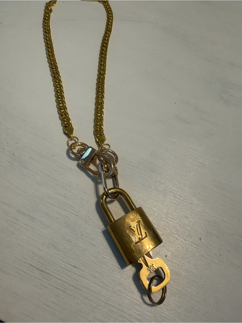 Authentic Louis Vuitton Gold Padlock on Chain